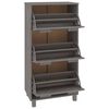 vidaXL Shoe Cabinet HAMAR Light Grey 59.5x35x117 cm Solid Wood Pine