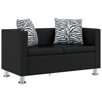 vidaXL Sofa 2-Seater Artificial Leather Black
