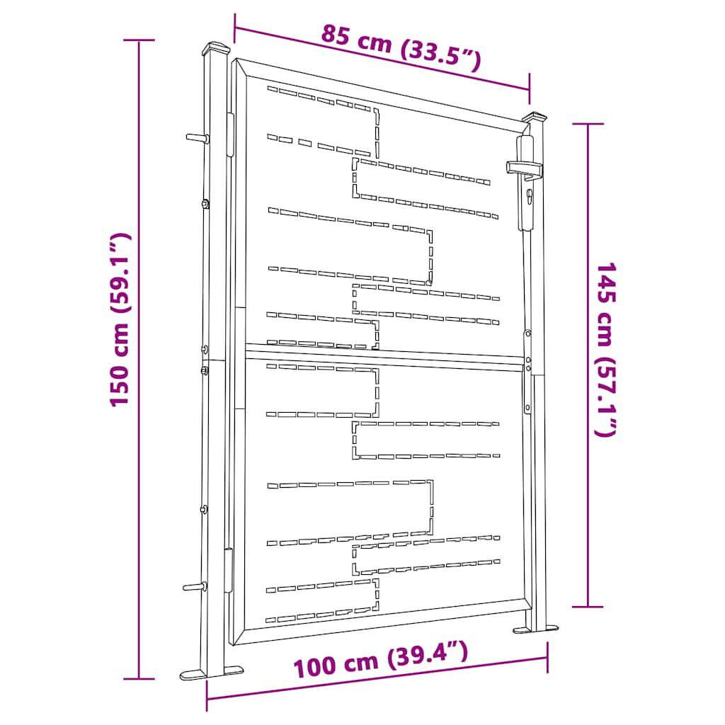 vidaXL Garden Gate 100x150 cm Stainless Steel