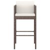 vidaXL Bar Stools 4 pcs with Cushions Brown Poly Rattan