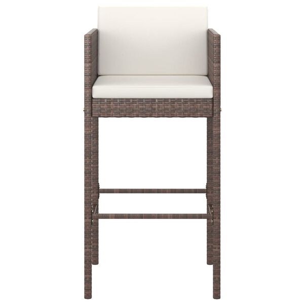 vidaXL Bar Stools 4 pcs with Cushions Brown Poly Rattan