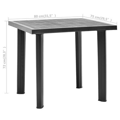 vidaXL Garden Table Anthracite 80x75x72 cm Plastic, anthracite vidaXL Garden Table Anthracite 80x75x72 cm Plastic