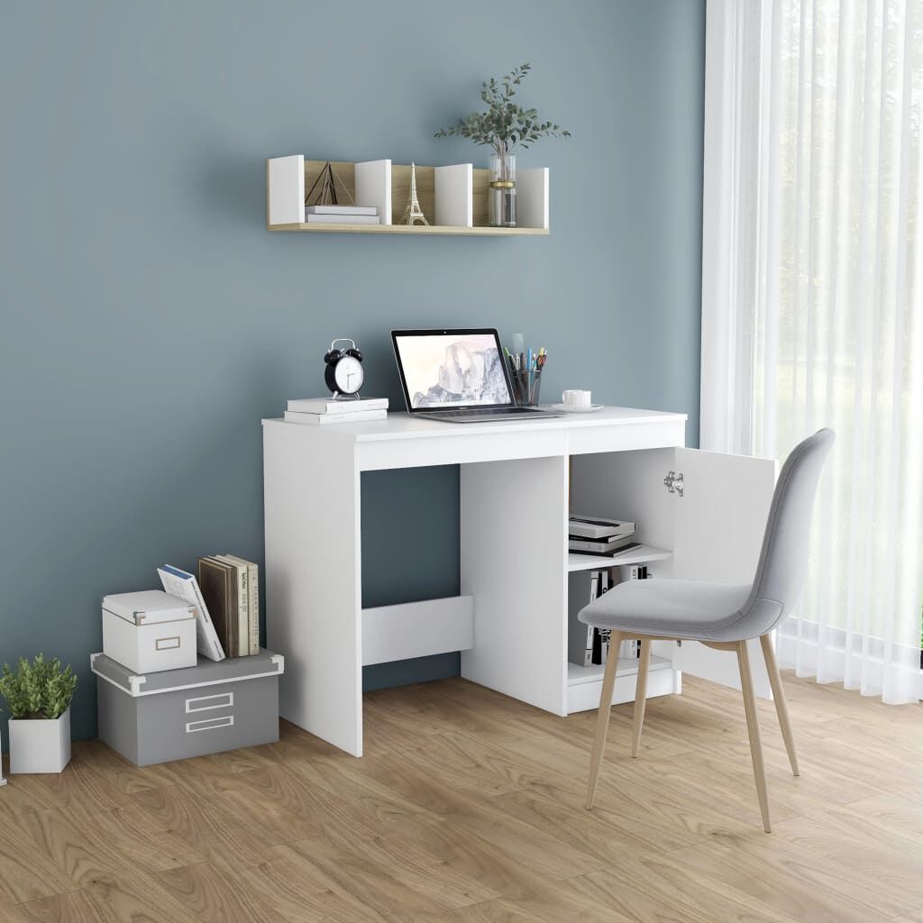 vidaXL Desk White 100x50x76 cm Engineered Wood