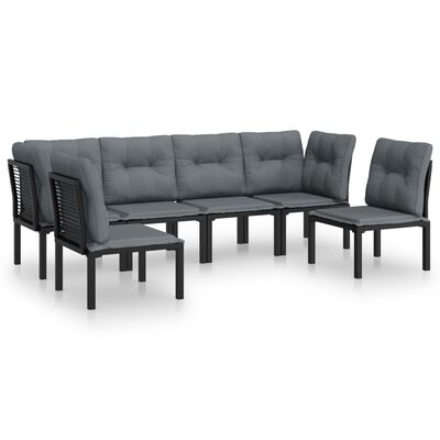 vidaXL 6 Piece Garden Lounge Set Black and Grey Poly Rattan,  vidaXL 6 Piece Garden Lounge Set Black and Grey Poly Rattan