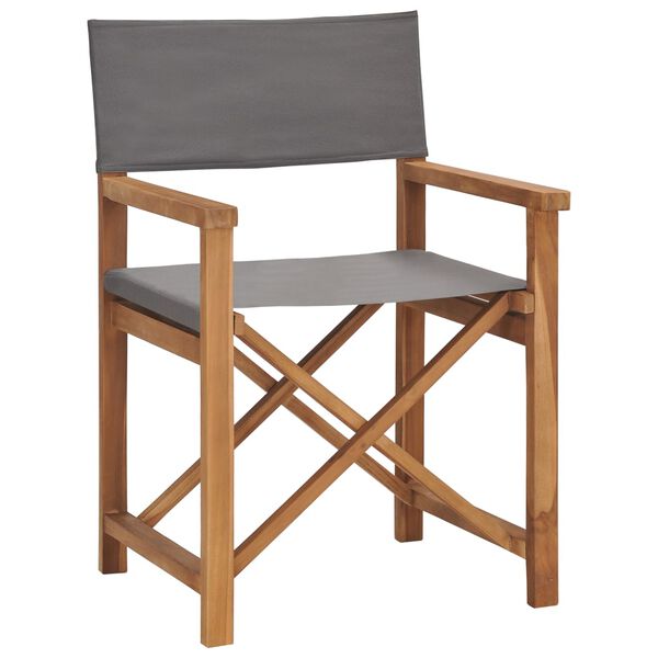 vidaXL Director's Chairs 2 pcs Solid Teak Wood Grey