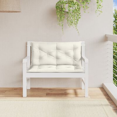 vidaXL Garden Bench Cushions 2 pcs Melange Cream 100x50x7 cm Fabric, melange cream vidaXL Garden Bench Cushions 2 pcs Melange Cream 100x50x7 cm Fabric