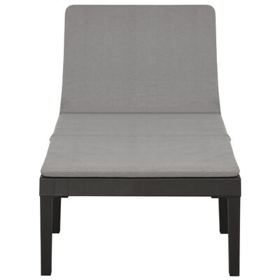vidaXL Sun Lounger with Cushion Plastic Anthracite, anthracite vidaXL Sun Lounger with Cushion Plastic Anthracite