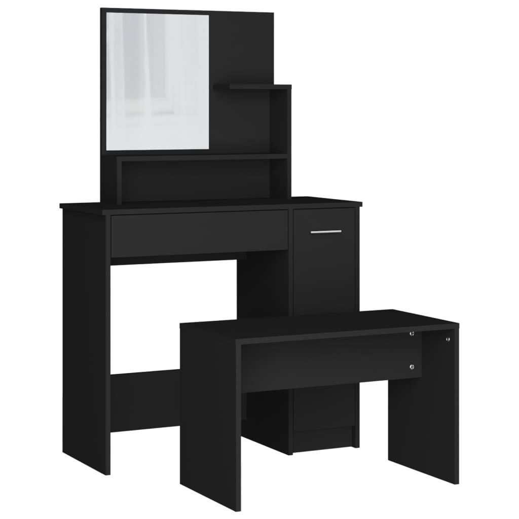 vidaXL Dressing Table Set Black 86.5x35x136 cm