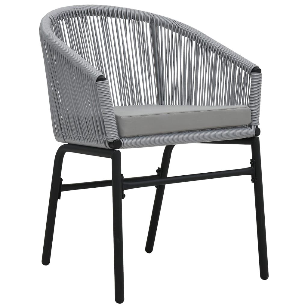 vidaXL 3 Piece Bistro Set with Cushions PE Rattan Grey