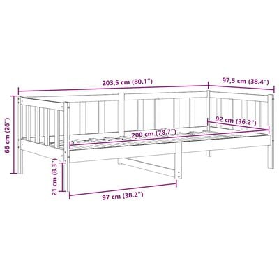 vidaXL Day Bed without Mattress Solid Wood Pine 90x200cm, natural vidaXL Day Bed without Mattress Solid Wood Pine 90x200cm