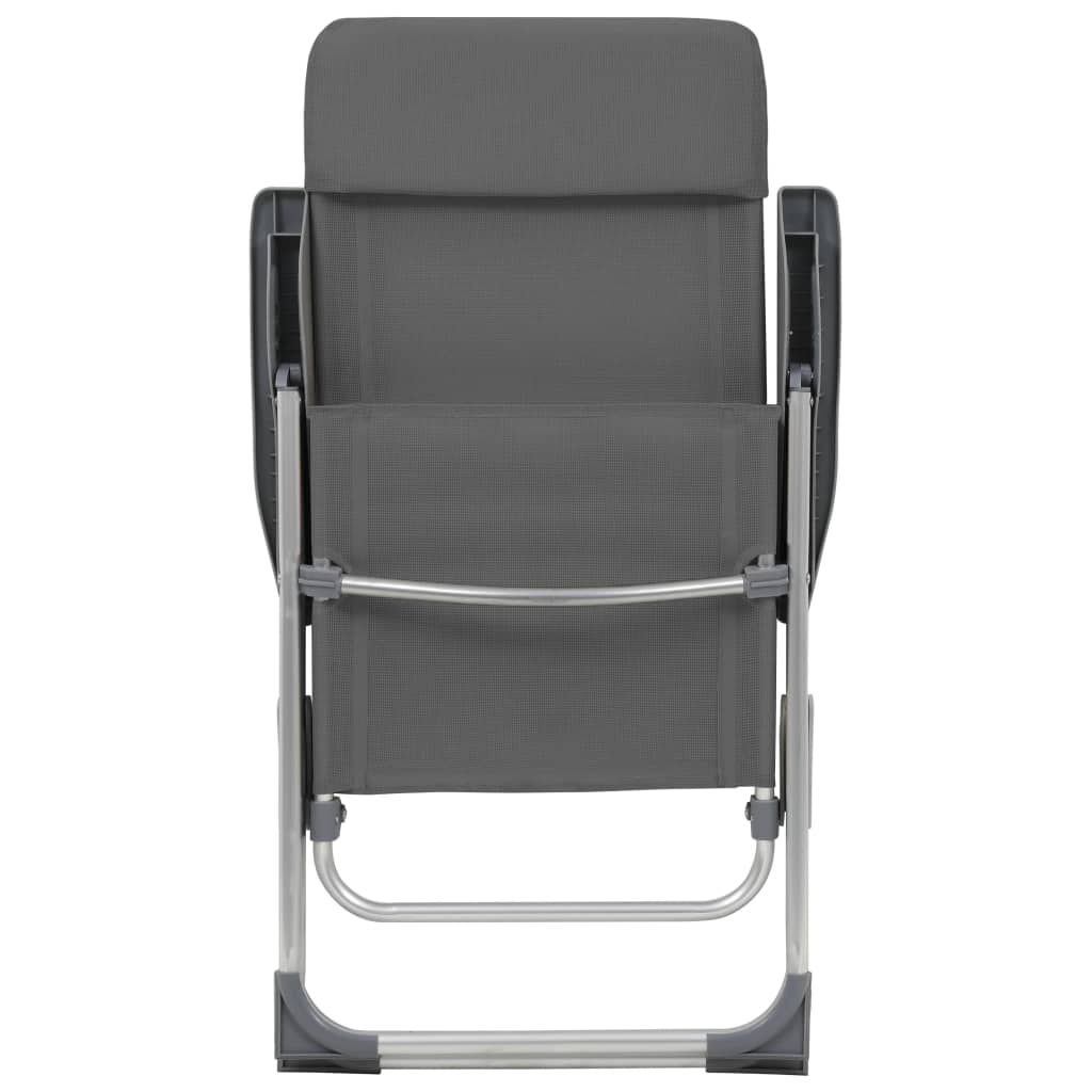 vidaXL Folding Camping Chairs 2 pcs Grey Aluminium