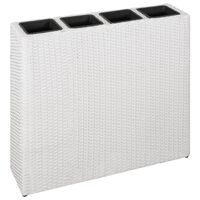 vidaXL Garden Raised Bed with 4 Pots Poly Rattan White, white vidaXL Garden Raised Bed with 4 Pots Poly Rattan White