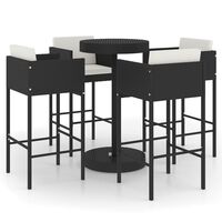 vidaXL 5 Piece Garden Bar Set with Cushions Poly Rattan Black, black vidaXL 5 Piece Garden Bar Set with Cushions Poly Rattan Black