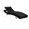 vidaXL Sun Lounger with Pillow Poly Rattan Black