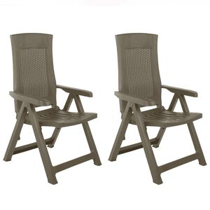 vidaXL Reclining Folding Chairs 2 pcs Plastic Mocca