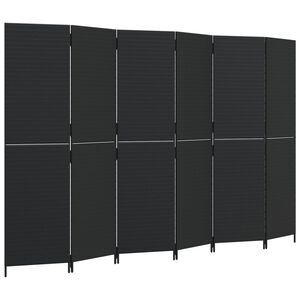 vidaXL Room Divider 6 Panels Black Poly Rattan