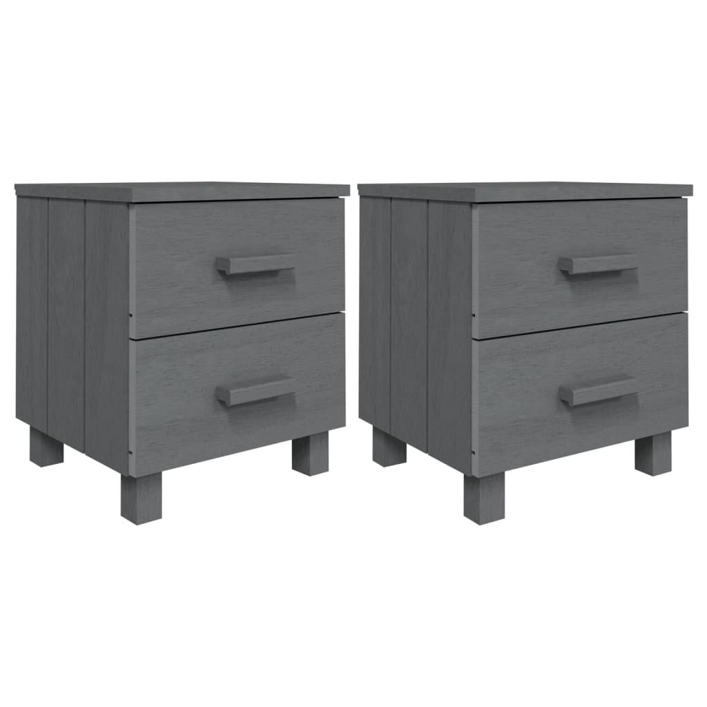 vidaXL Bedside Cabinets HAMAR 2 pcs Dark Grey 40x35x44.5 cm Solid Wood, dark grey vidaXL Bedside Cabinets HAMAR 2 pcs Dark Grey 40x35x44.5 cm Solid Wood