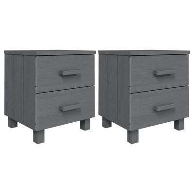 vidaXL Bedside Cabinets HAMAR 2 pcs Dark Grey 40x35x44.5 cm Solid Wood, dark grey vidaXL Bedside Cabinets HAMAR 2 pcs Dark Grey 40x35x44.5 cm Solid Wood