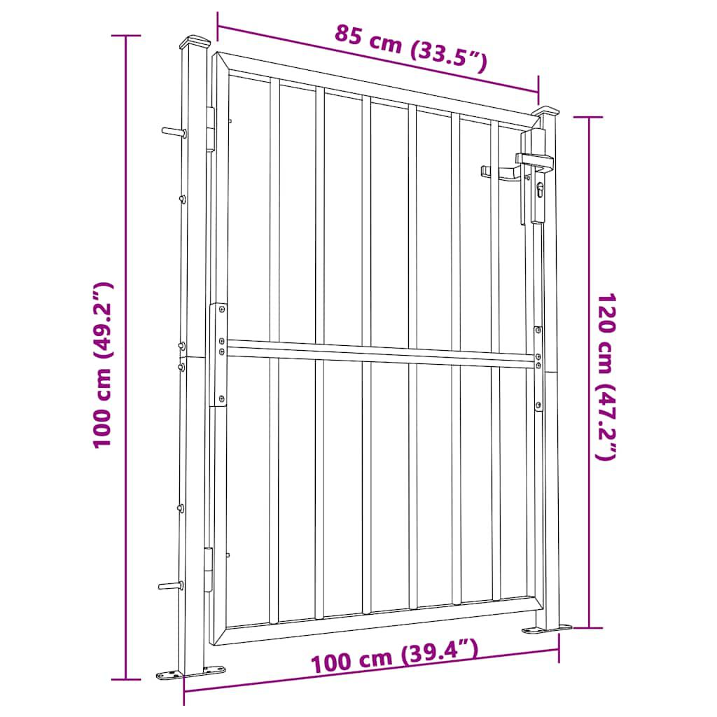 vidaXL Garden Gate 100x125 cm Stainless Steel
