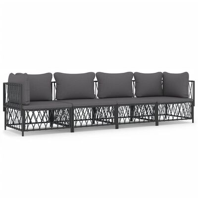 vidaXL 4 Piece Garden Lounge Set with Cushions Anthracite Steel, anthracite vidaXL 4 Piece Garden Lounge Set with Cushions Anthracite Steel