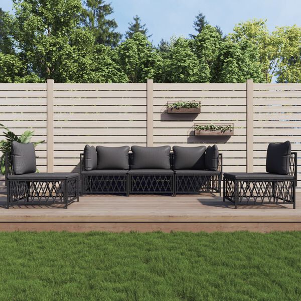 vidaXL 5 Piece Garden Lounge Set with Cushions Anthracite Steel