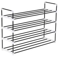 vidaXL Shoe Rack with 4 Shelves Metal and Plastic Black,  vidaXL Shoe Rack with 4 Shelves Metal and Plastic Black