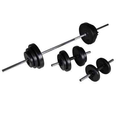vidaXL Weight Bench with Weight Rack, Barbell and Dumbbell Set 30.5kg,  vidaXL Weight Bench with Weight Rack, Barbell and Dumbbell Set 30.5kg