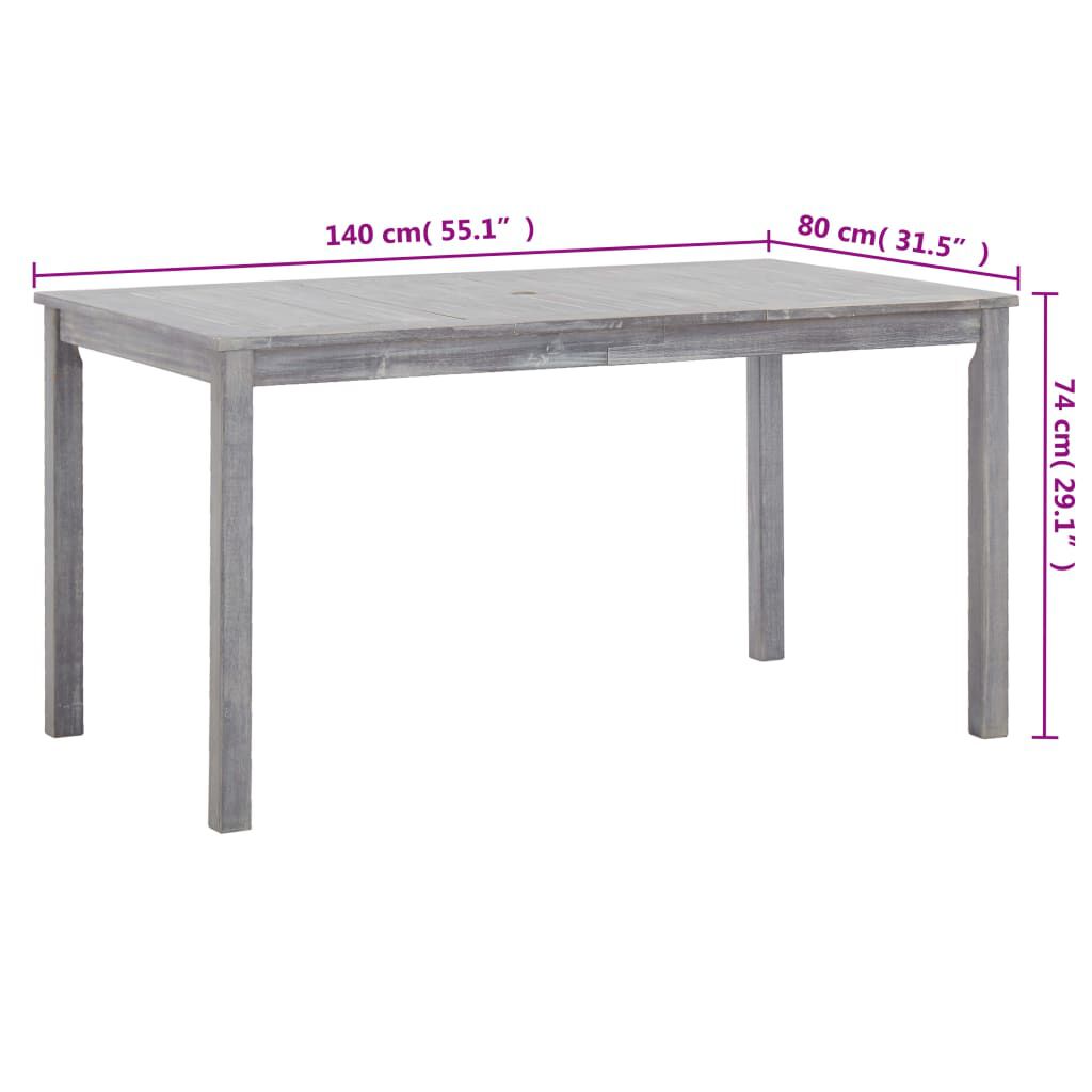 vidaXL 5 Piece Outdoor Dining Set Grey Solid Acacia Wood