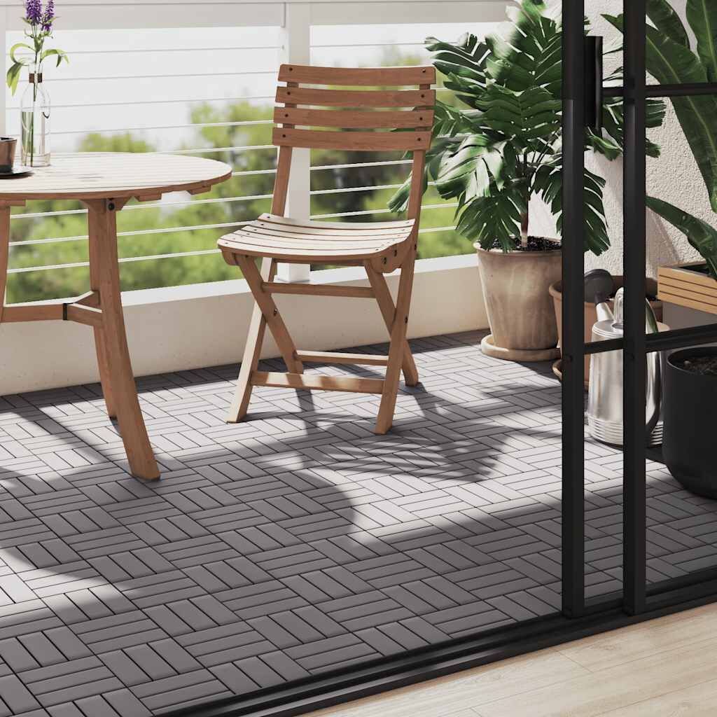 vidaXL Decking Tiles 10 pcs Grey Wash 30x30 cm Solid Acacia Wood