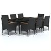 vidaXL 9 Piece Garden Dining Set with Cushions Black