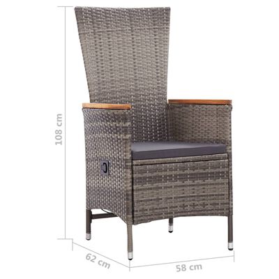 vidaXL 7 Piece Garden Dining Set Poly Rattan Grey, grey vidaXL 7 Piece Garden Dining Set Poly Rattan Grey