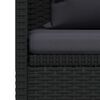 vidaXL Garden Bed with Cushion and Pillow Poly Rattan Black