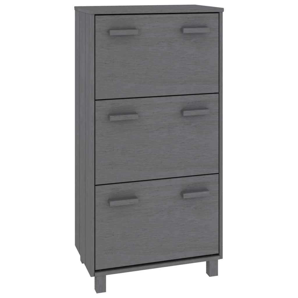 vidaXL Shoe Cabinet HAMAR Dark Grey 59.5x35x117 cm Solid Wood Pine