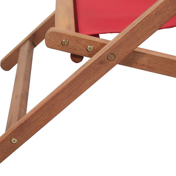 vidaXL Folding Beach Chair Fabric and Wooden Frame Red
