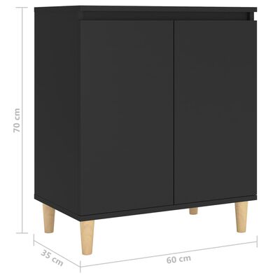 vidaXL Sideboard with Solid Wood Legs Black 60x35x70 cm Engineered Wood, black vidaXL Sideboard with Solid Wood Legs Black 60x35x70 cm Engineered Wood