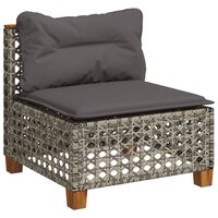 vidaXL Garden Sofa Armless with Cushions Grey Poly Rattan