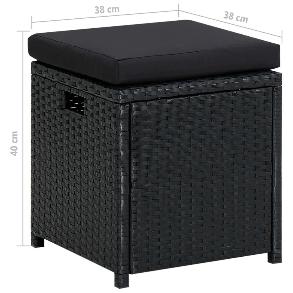 vidaXL 6 Piece Garden Lounge Set with Cushions Poly Rattan Black
