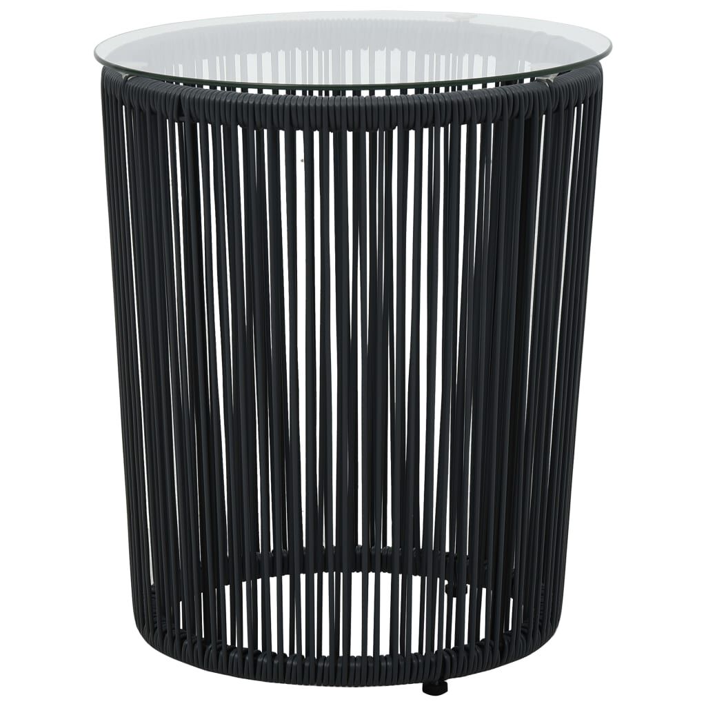 vidaXL 3 Piece Bistro Set with Cushions PE Rattan Black