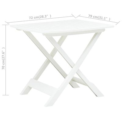 vidaXL Folding Garden Table White 79x72x70 cm Plastic, white vidaXL Folding Garden Table White 79x72x70 cm Plastic