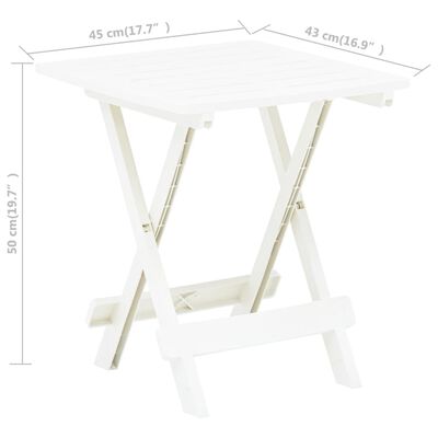 vidaXL Folding Garden Table White 45x43x50 cm Plastic, white vidaXL Folding Garden Table White 45x43x50 cm Plastic