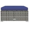 vidaXL Garden Footrest with Cushion Grey 70x70x30 cm Poly Rattan