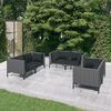 vidaXL 6 Piece Garden Lounge Set with Cushions Poly Rattan Dark Grey