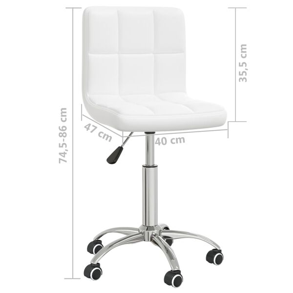 vidaXL Swivel Dining Chair White Faux Leather