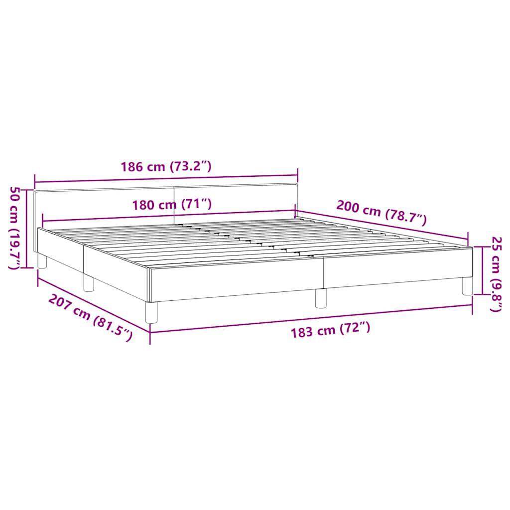 vidaXL Bed Frame without Mattress Light Grey 183x203 cm King Fabric