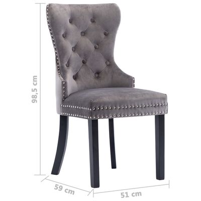 vidaXL Dining Chairs 2 pcs Grey Velvet, grey vidaXL Dining Chairs 2 pcs Grey Velvet