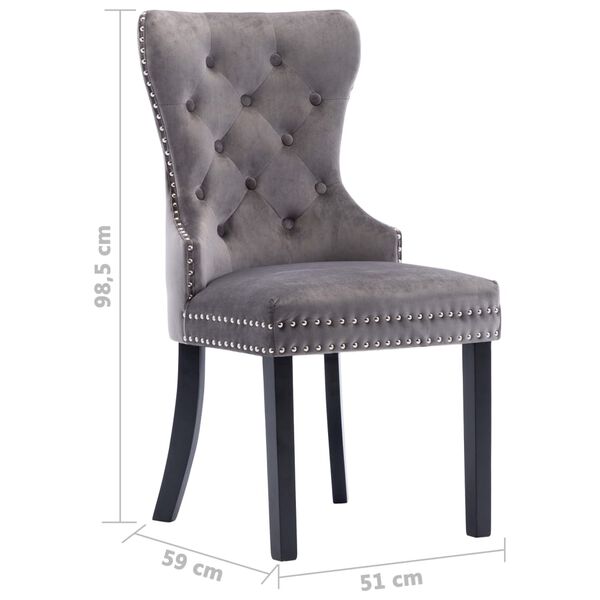 vidaXL Dining Chairs 2 pcs Grey Velvet