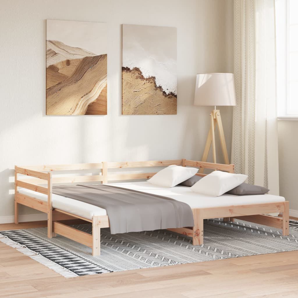 vidaXL Pull-out Day Bed without Mattress Solid Wood Pine 90x200 cm