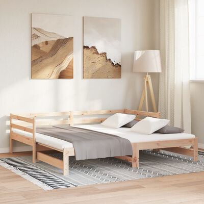 vidaXL Pull-out Day Bed without Mattress Solid Wood Pine 90x200 cm