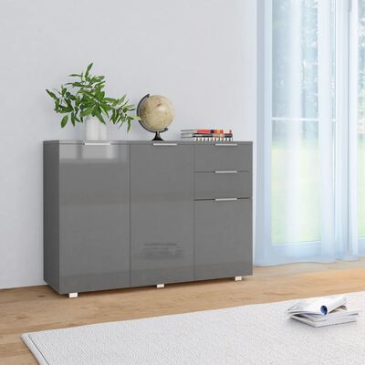 vidaXL Sideboard High Gloss Grey 107x35x80.5 cm, grey vidaXL Sideboard High Gloss Grey 107x35x80.5 cm