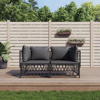 vidaXL 2 Piece Garden Lounge Set with Cushions Anthracite Steel